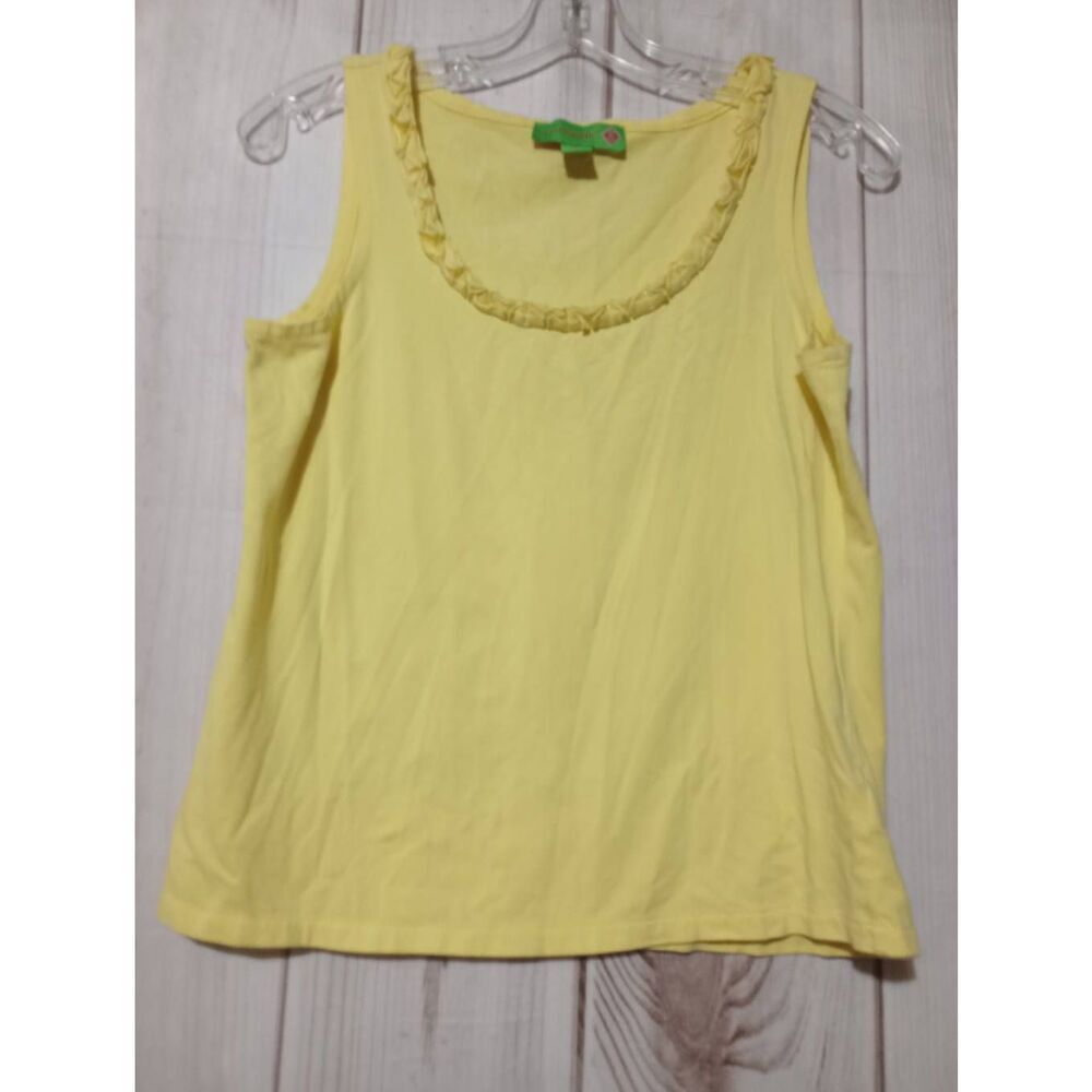 Island Republic Shirt Ladies Medium Yellow Tank Ruffle Soft